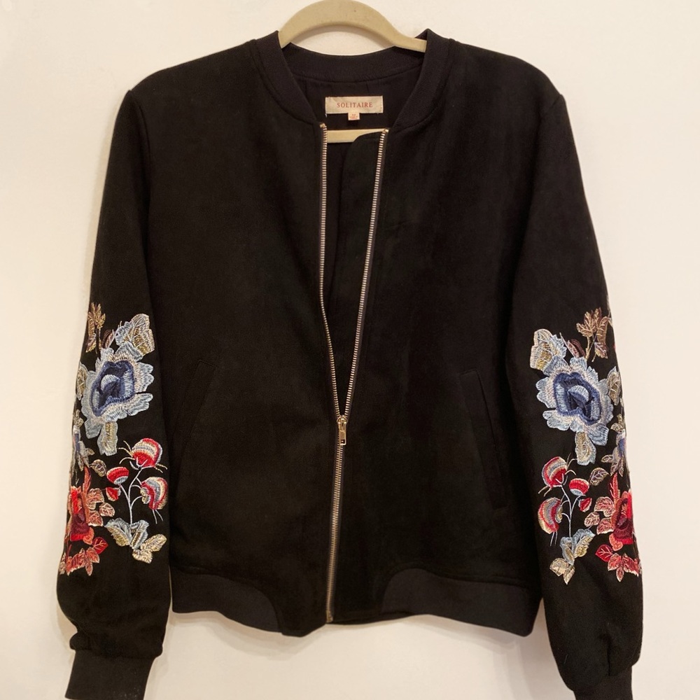 Embroidered Velveteen Bomber